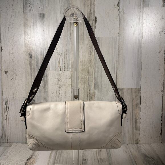Coach Soho Flap Shoulder Bag White & Brown Leather Style 8A05 | Y2K - Picture 2 of 11